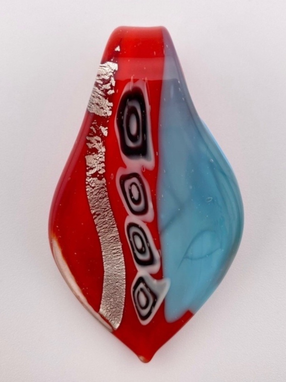 (13) Art Glass Pendant Red Blue
